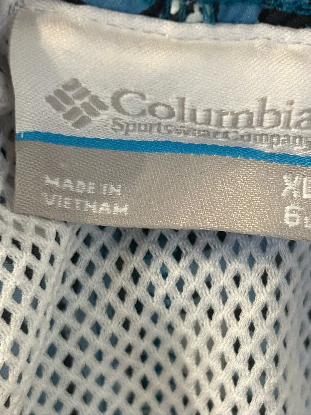 Columbia Blue Floral Men’s Elastic-Waist Swim Shorts Size XL